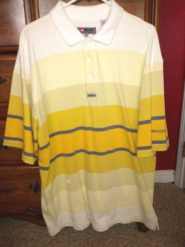 Mecca vintage 2000's polo size XL mens yellow gray white streetwear hip hop - Picture 1 of 10