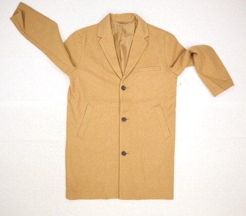 Old Navy Soft-Brushed Thigh Length Wool Button Front Topcoat Tan Acacia Men M - Picture 3 of 6