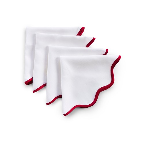 Solino Home 100% Linen Dinner Napkins Set of 4, Giselle Scallop Edge, 20 x 20 In - Picture 21 of 40