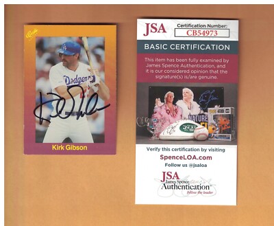 Kirk Gibson AUTOGRAPHED 1989 CLASSIC BASEBALL CARD SIGNED DODGERS JSA AUTH