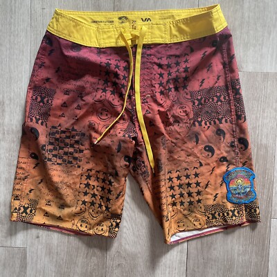 RVCA Christian Fletcher Board Shorts Size 28 Swim Trunks Surf Multicolor 9” 
