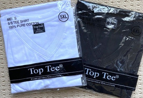 Premium Big Mens Plain Blank V-neck T Shirt Short Sleeve 3X-6X Top Tee Brand - Picture 2 of 4