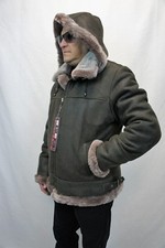 B3 Military Flight Men 100 Real Sheepskin Shearling Leather Bomber Jacket S-8XL