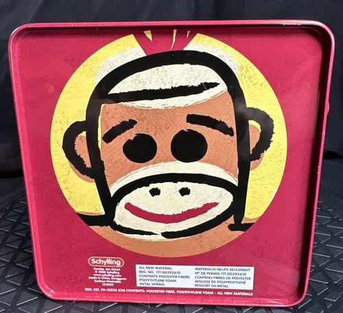 Sock Monkey Jack In The Box Schylling Toys 2008 Classic Tin -Pop Goes The Weasel - Picture 9 of 9