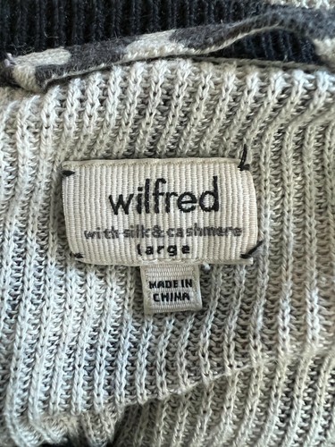 WILFRED Womens Sweater Animal Print Silk & Cashmere Knit Tan/Brown Size Large - Picture 3 of 4