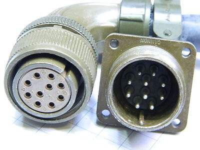 maschio pannello Cannon MS3108B18-1S Connettore 10 poli femmina volante 90°