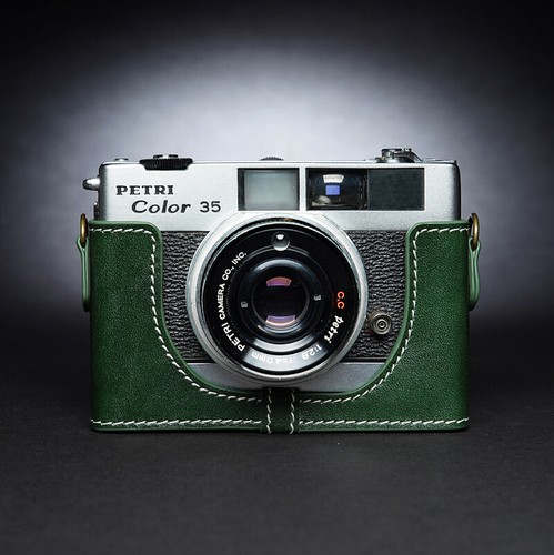 Funda de media cámara de cuero genuino vintage hecha a mano para Petri Color 35 35E - Imagen 9 de 17