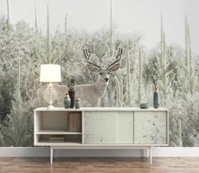 3D Gray Grass Elk G8632 Wallpaper Wall Murals Removable Self-adhesive Honey