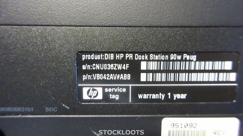 HP VB042AV EliteBook ProBook Dock Docking Station DVI Displayport EXCL PSU - Afbeelding 3 van 3