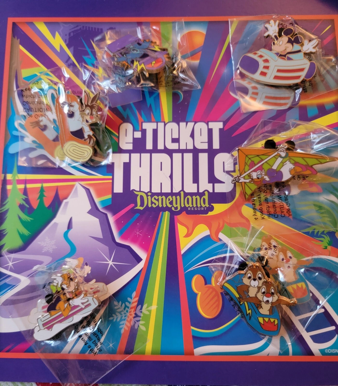 Disney 6 Pin Set DLR E-Ticket Thrills BackerCard Brer Rabbit Splash Mountain +