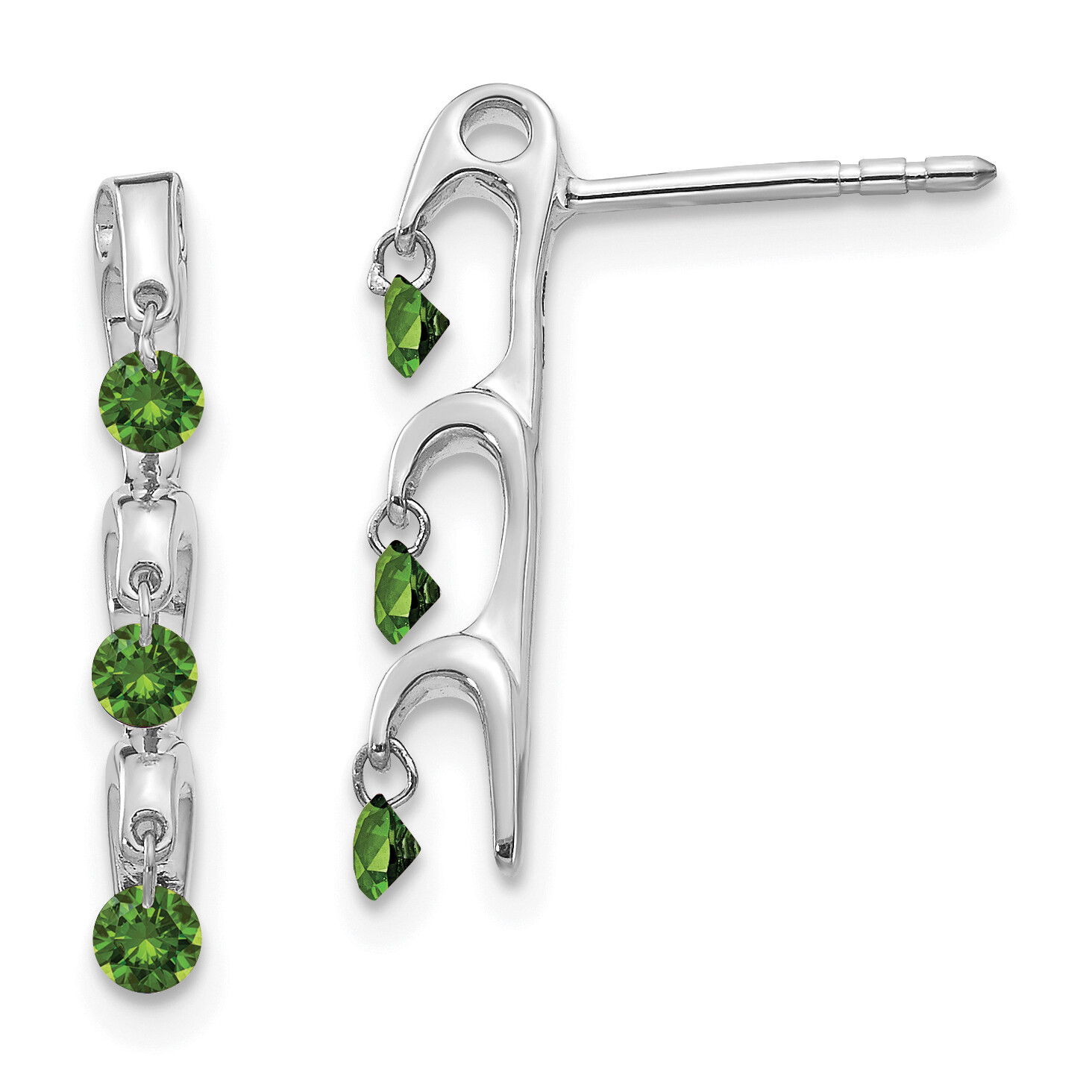 10K gold White gold Green Sim. Diamond Earrings 10K gold White gold Green Sim. Diamond Earrings