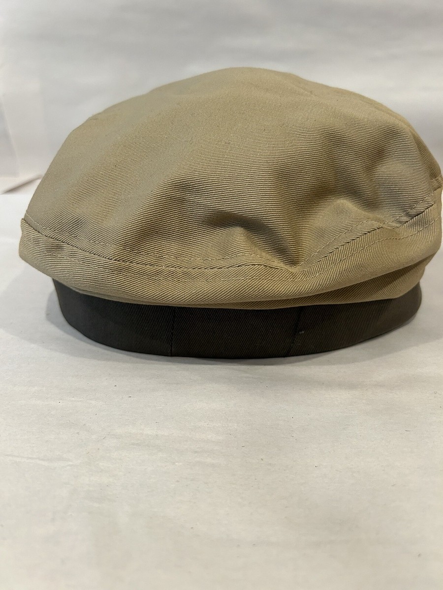 Vintage Quaker Marine Supply Roll-Up Yacht Cap Tan Gray Brim