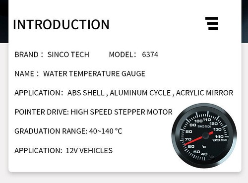 Medidor de temperatura del agua LED para carreras con len de humo de automóvil de 2" 52 mm - Imagen 5 de 11