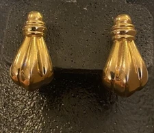 Vtg Nordstrom Signed Gold Tone Chic Glamour Runway Fashion Clip On Earrings