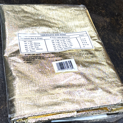 Erlene Home Dazzle Gold Mylar/Vinyl Tablecloth 60” Round Flannel Backed - Picture 4 of 7