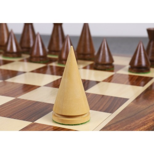 Set solo pezzi scacchi minimalisti pony russi 3,1" - palissandro dorato e bosso - Foto 7 di 8
