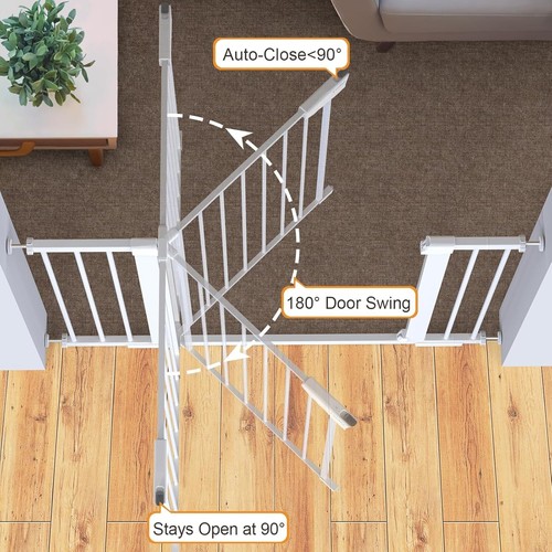 Baby Gate for Doorway, 29.7-46", Auto Close, Easy Install, Pet Gate, White🌟 - Picture 9 of 9