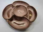 VTG Frankoma Pottery Lazy Susan One Piece Divided Plate Platter Brown #818 EUC