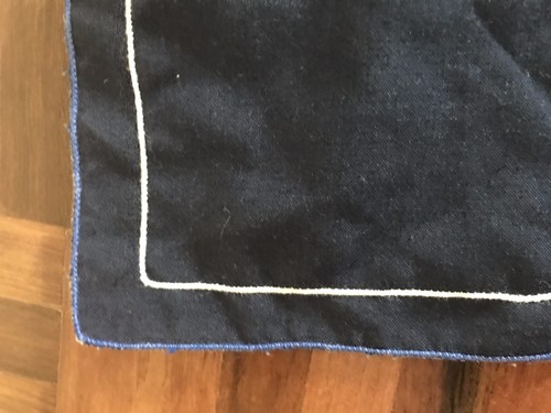 Vintage navy blue duck ducklings tablecloth square embroidery applique  - Picture 6 of 7