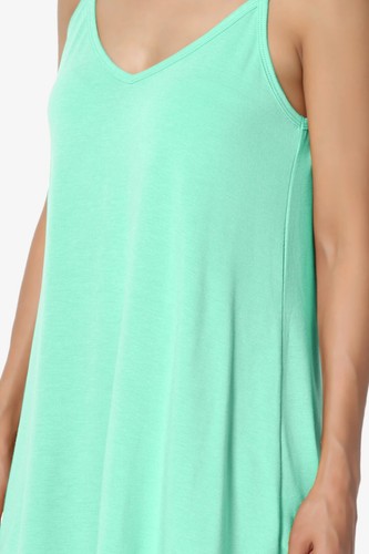 TheMogan Women's Scoop V Neck Stretch Draped Jersey Flared Camisole Tunic Top - Picture 271 of 302