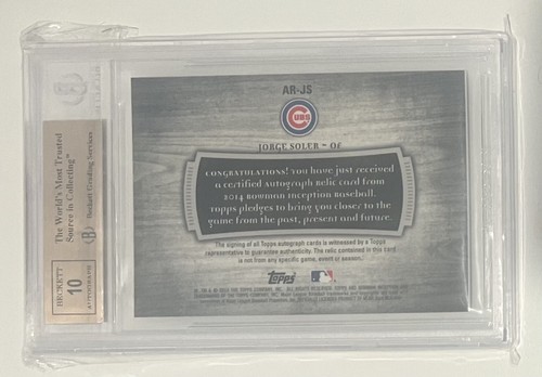 Jorge Soler 2014 Bowman BGS 9.5 / 10 Inception AUTOGRAPH Game Used JERSEY PATCH - Picture 2 of 2