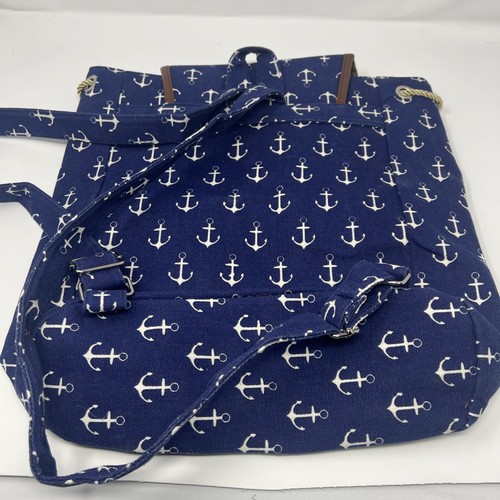 Bahamas Backpack 15x15 Blue/White Novelty Anchors SEA With Front Pockets New - Picture 5 of 12