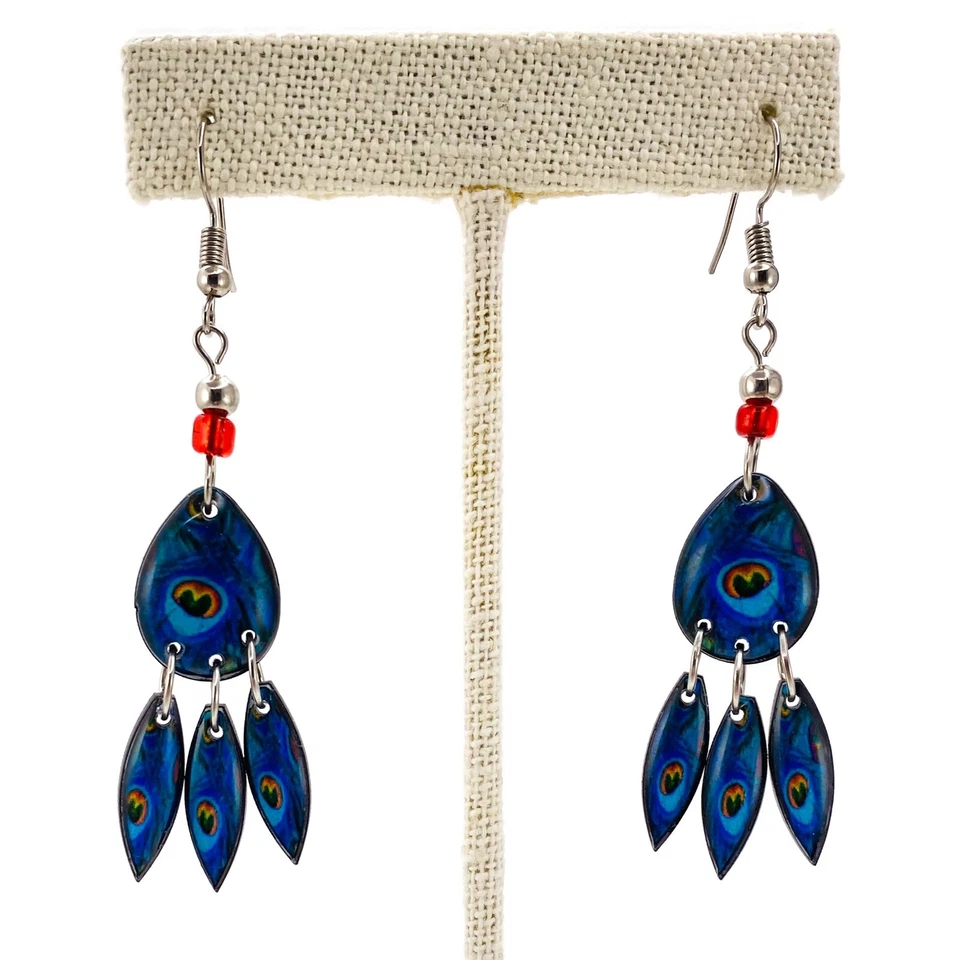 Дух природы серьги синий павлин перо смолы подвеской капли - Изображение 2 из 4