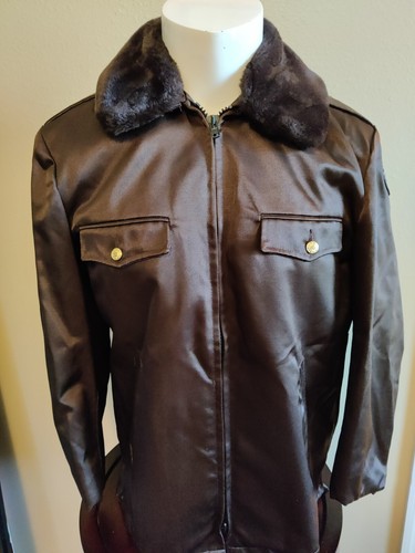 Department of Corrections Jacke mit Patch braun und abnehmbarem Kunstfellkragen