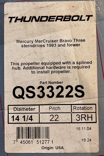 Hélice trasera de acero inoxidable Quicksilver Bravo 3 22P QS332S para Bravo 3 unidades - Imagen 4 de 4