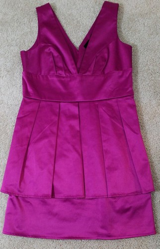 BLAQUE LABEL~Women's Size M~Magenta Satin Pleat Cocktail Mini Dress NWT $105.90 - Picture 4 of 9