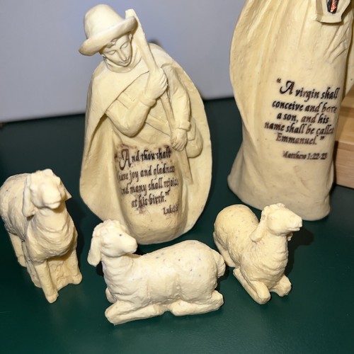 Neu King James Stein Harz Elfenbein Weiß Krippe 11 Stück Set Luke John Matthew - Bild 13 von 17