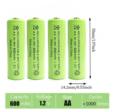 4-20x AA Rechargeable Solar Light Batteries NiMH 600mAh 1.2V Garden Lamp Battery - Picture 3 of 6