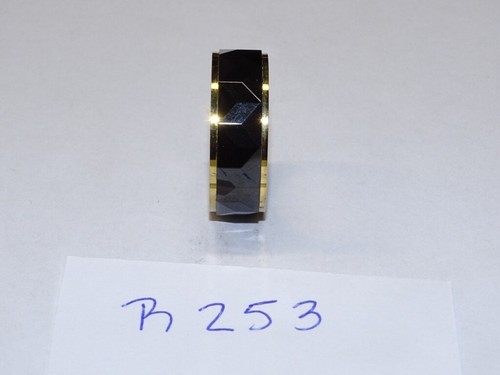 Triton Tungsten Carbide Wedding Band Ring 8mm Size 10. Facet Black/Gold. #R253 - Bild 1 von 3