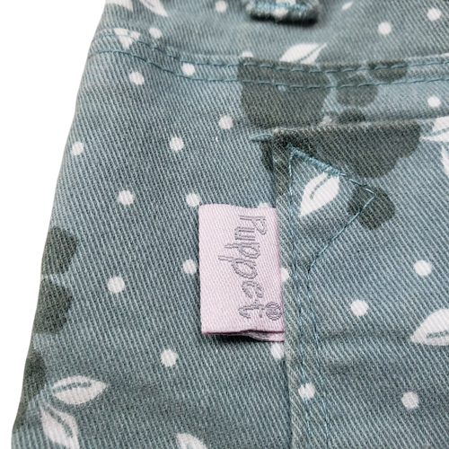 Puppet Shorts Girls Floral 8 Green Tropical Denim Mid Rise Adjustable Boyfriend - Picture 4 of 10