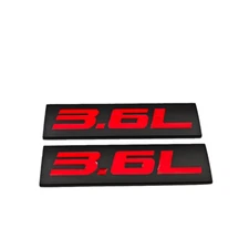 2Pcs Metal Black&Red 3.6L Car Emblem Wing Fender Badge Trunk 3.6 Sticker Decal