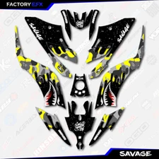 Gray & Yellow Savage Camo Racing Graphics kit fits Yamaha Raptor 125 250 11-25 