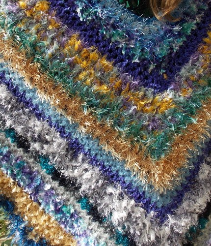 PONCHO CROCHET FAIT MAIN CREATION SYLVETTE RAISONNIER ARTISANAT FRANCAIS - Picture 4 of 4