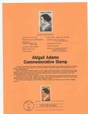 ABIGAIL ADAMS FIRST LADY 1985 USPS FD Souvenir Page #2146