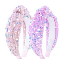 Sequin Knotted Headbands for Girls Headbands Sparkle Pink Headband Glitter Gi...