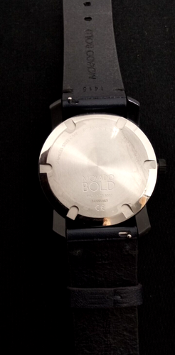 Movado Bold TR90  Black Stainless Steel Case with Black Leather Strap Men's - Picture 4 of 15