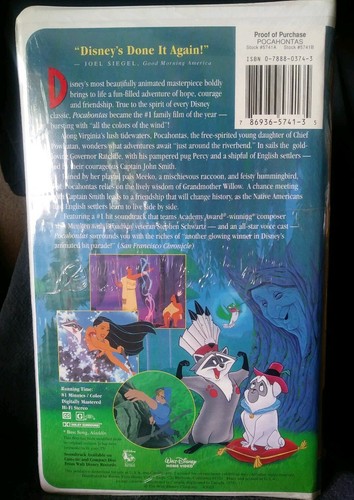 POCAHONTAS Walt Disney Masterpiece Collection VHS Tape NEW SEALED - Picture 2 of 8