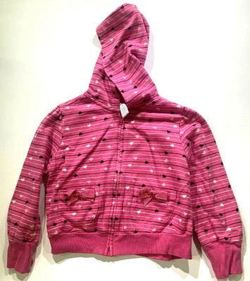 pink zip up hoodie with red hearts