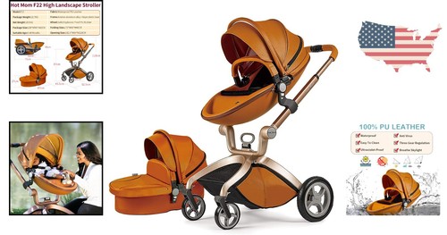 Modern Baby Stroller: Adjustable Seat Height Angle - Four-Wheel Shock Absorption - Picture 2 of 8