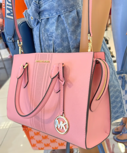 Cartera mediana Michael Kors Sheila rosa clavel nueva con etiquetas - Imagen 3 de 6