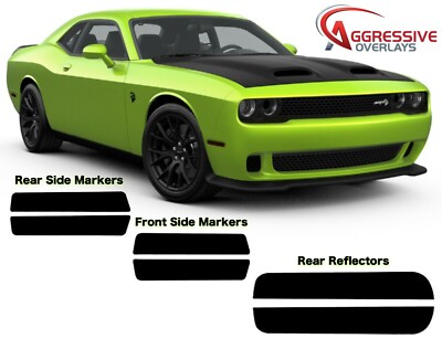 NDRUSH Vinyl Tail Light Tint Overlay Blackout Side Marker Lights & Reflectors Film Lamp Wrap Covers Compatible with Dodge Challenger 2015-2021 NDRUSH Vinyl Tail Light Tint Overlay Blackout Side Marker Lights & Reflectors Film Lamp Wrap Covers Compatible with Dodge Challenger 2015-2021