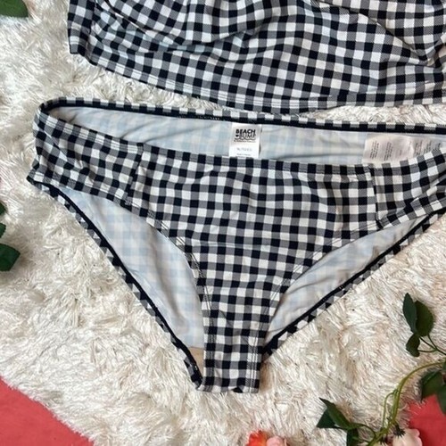 Beach Bump 2 Piece Tankini Swimsuit UPF 50+ BLACK-WHITE GINGHAM Size XL - Picture 6 of 12