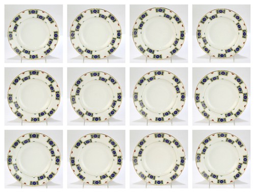 Set of 12 Kornilov / Kornilow Brothers Imperial Russian Porcelain Soup Bowls -pc