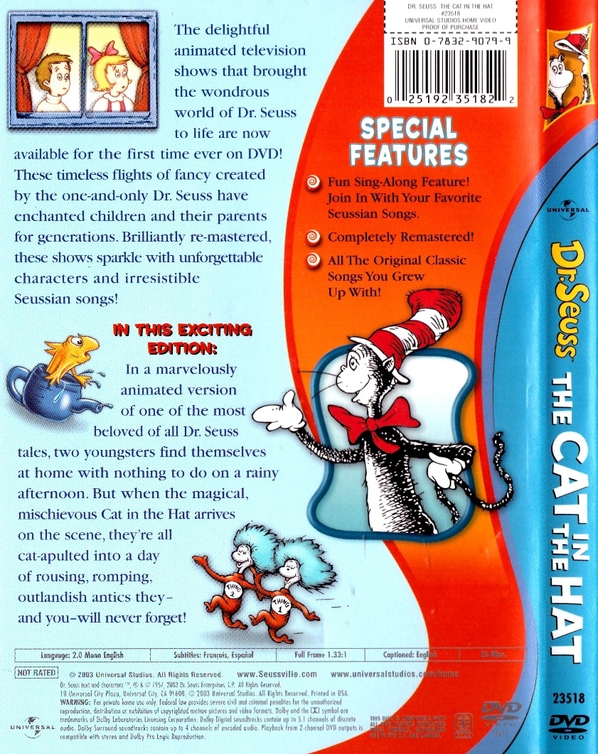 Dr. Seuss - The Cat in the Hat (DVD, 2003) Children Kids Family