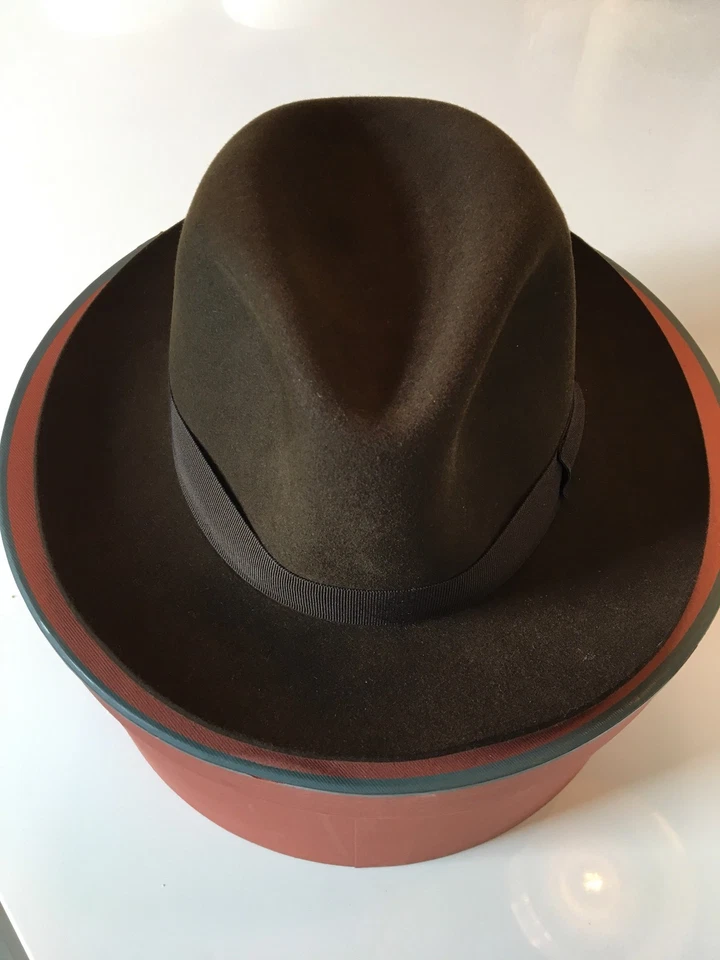 $700 Loro Piana Hombre Marrón Burt Cashfelt Sombrero Talla 56 cm, 22” Hecho en Italia Foto 2 de 4