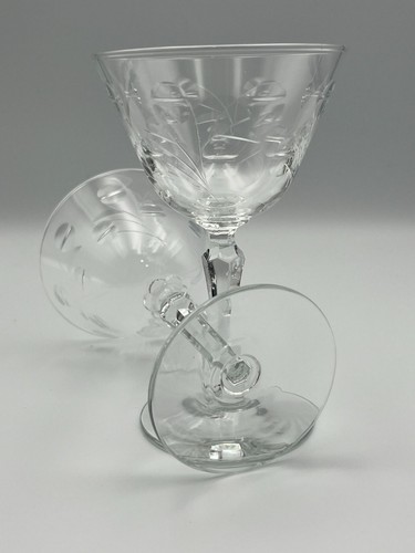 Sei (6) bicchieri da cocktail vintage Libbey Christine motivo floreale inciso liquore - Foto 7 di 10